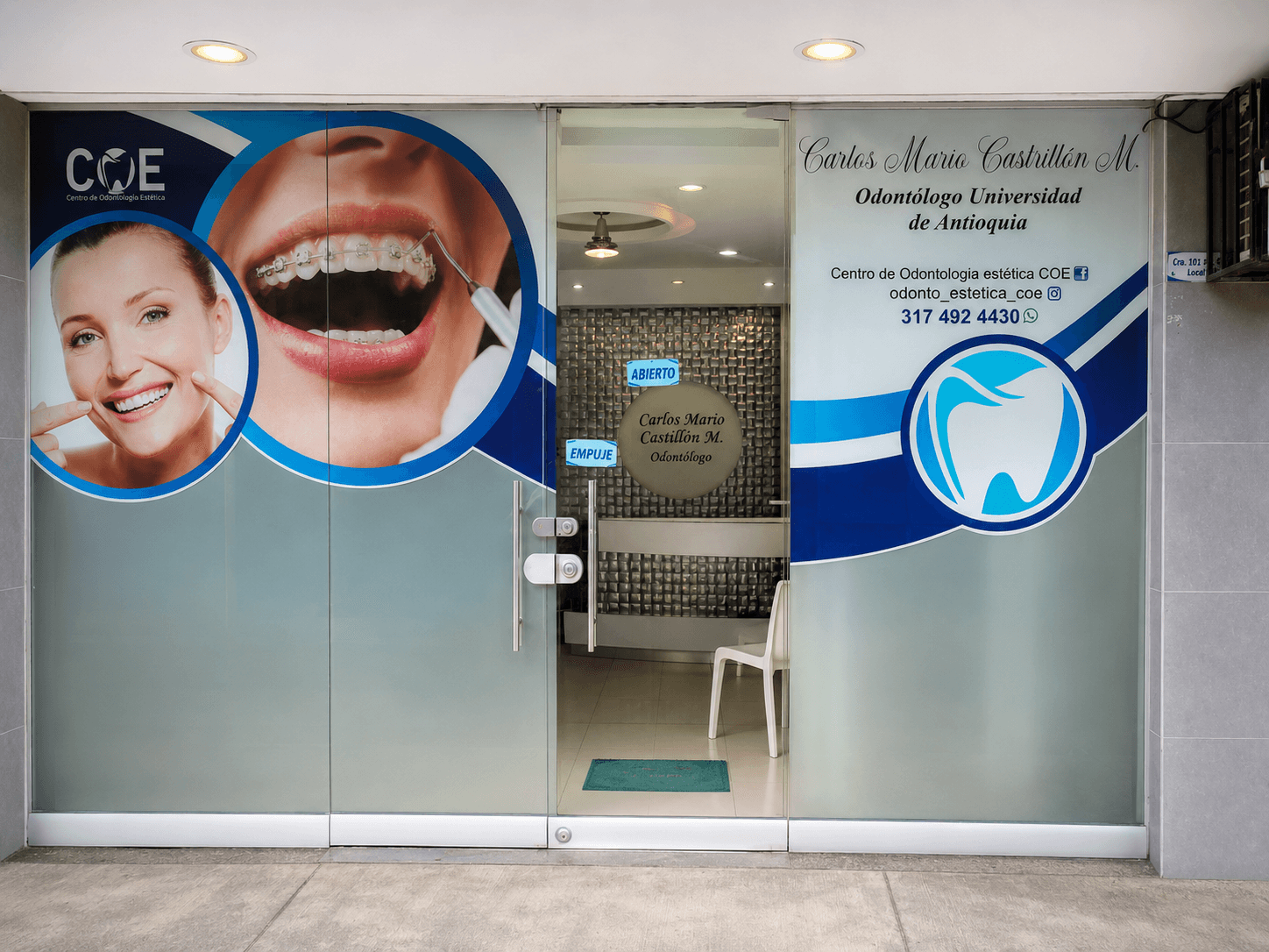 Entrada de Centro de Odontología Estética COE en Apartadó